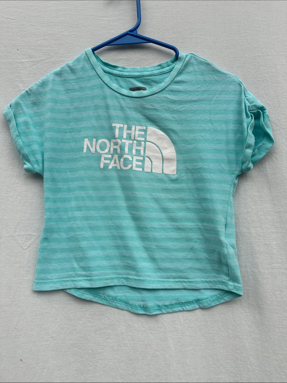 The North Face Girls Aqua Striped Logo Tee